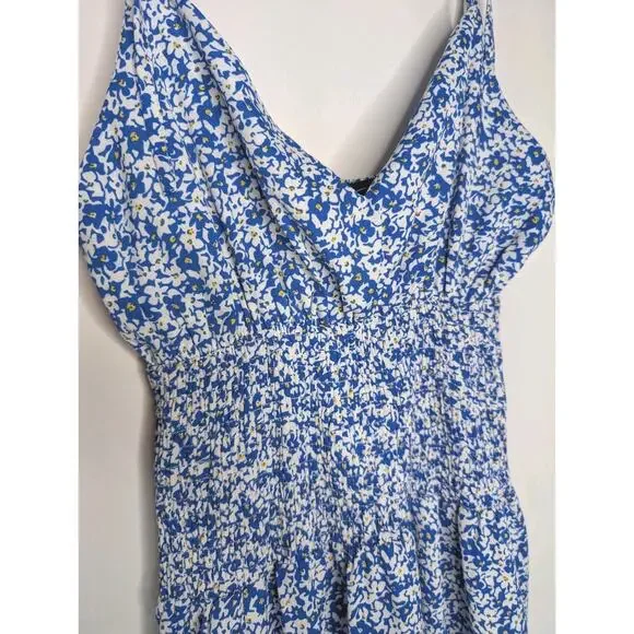 Cider Blue Ditsy Floral Print Smocked Waist Boho Festival Coquette Sundress Med - Picture 5 of 6